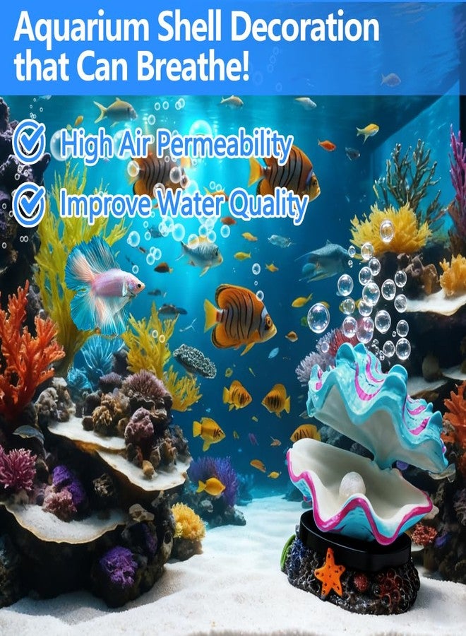 Abnaok Aquarium Shell Decoration, Tropical Clam Live-Action Ornament, for Fish Tank Aerating, Aquarium Oxygenated - Shell Pearl Air Stone Bubble Decoration - Image 3